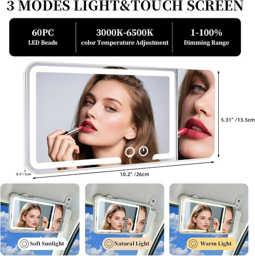 Car sun visor makeup mirror